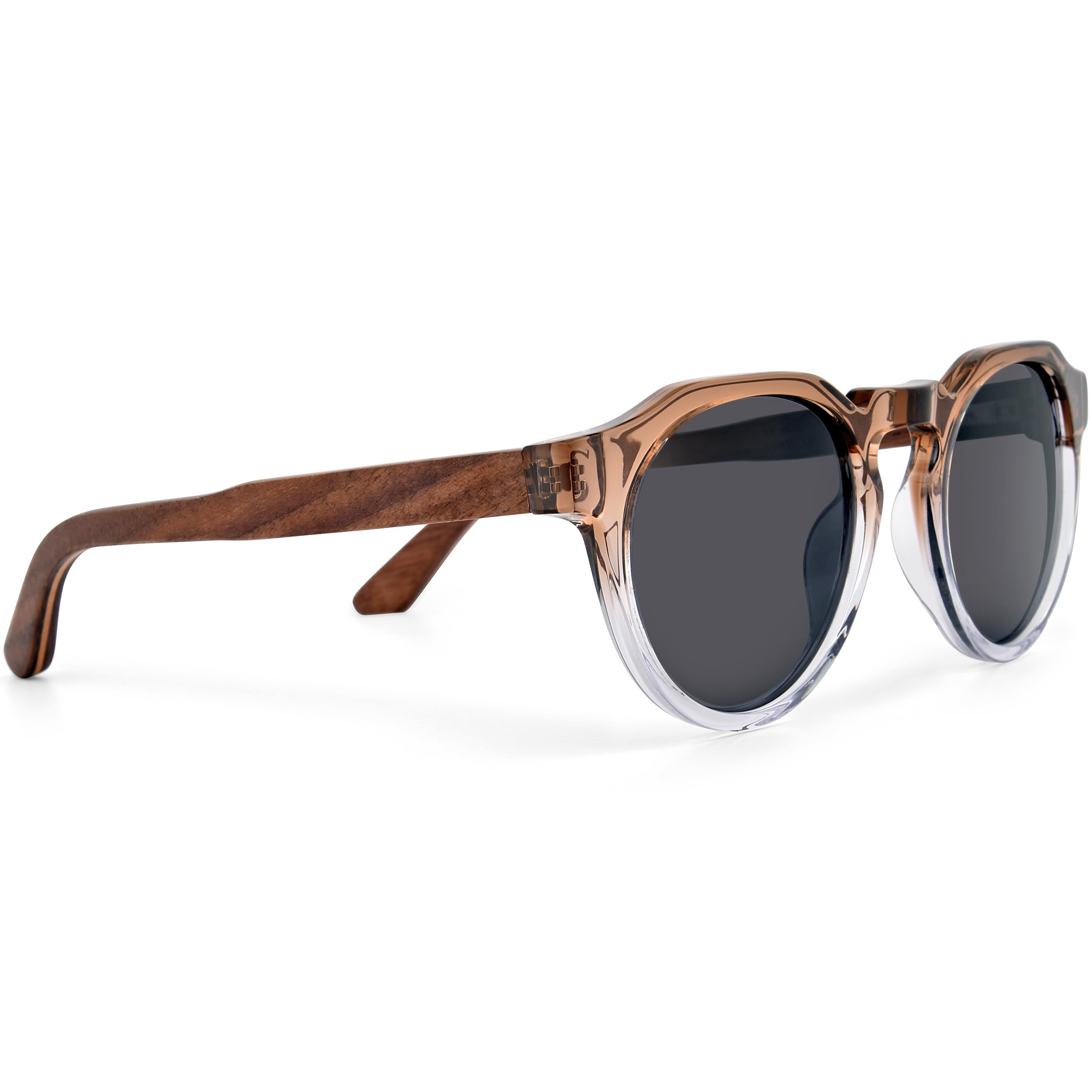 GOWOOD Occhiali da sole rotondi panto in legno uomo e donna | Occhiali premium polarizzati con aste in legno e telaio in acetato | Lenti scure UV400 | Occhiali da sole con protezione UV