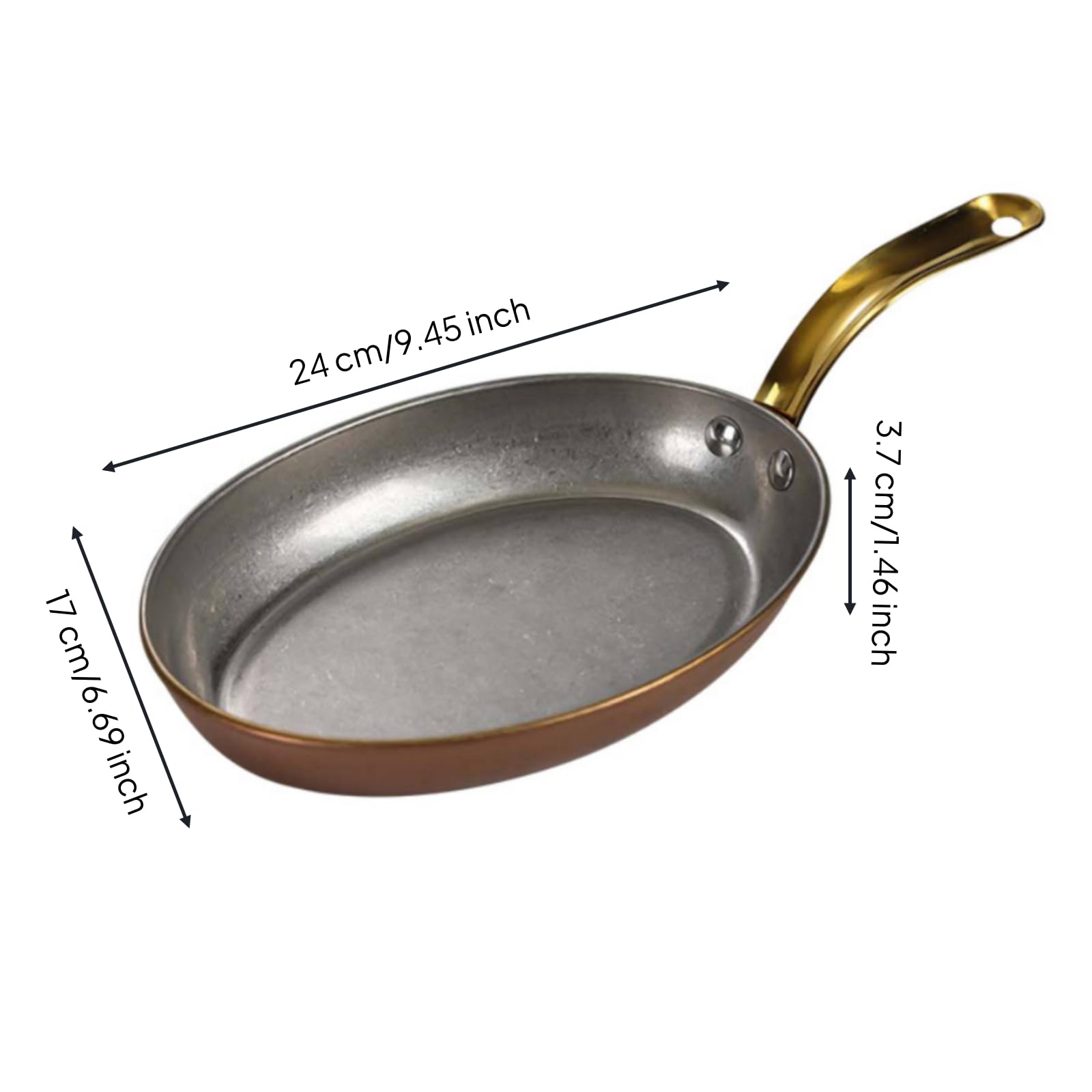 Piatto con Manico in Acciaio Inox Piatto da Portata Dorato Stoviglie per Ristoratori, 24cm