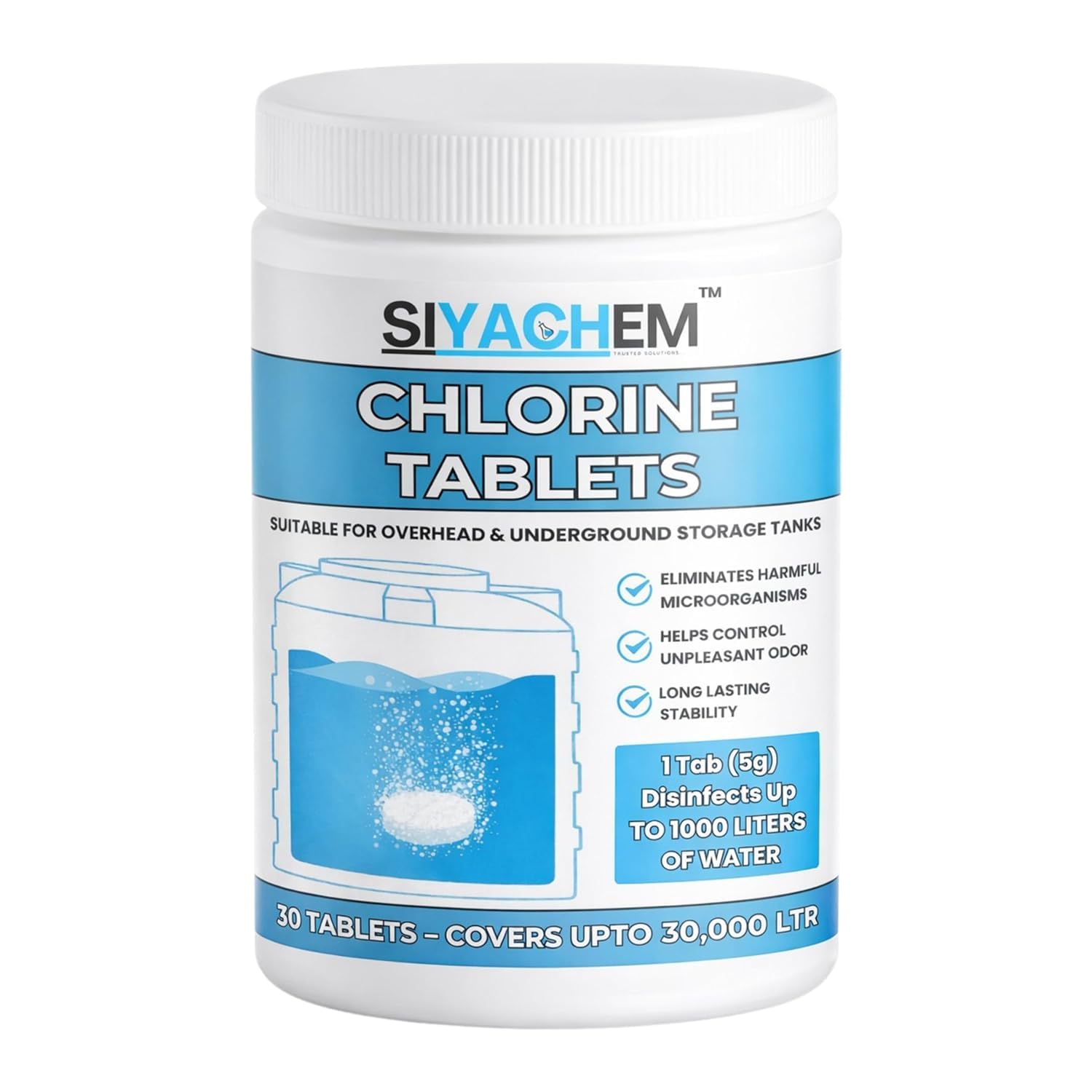 Water Tank Cleaning Chlorine Tablets 5g (Pack of 30) | Quick Dissolving Water Purification Tablets | 1 Tablet Treats Up to 1000 litres | for Water Storage Tank Maintenance-image-25