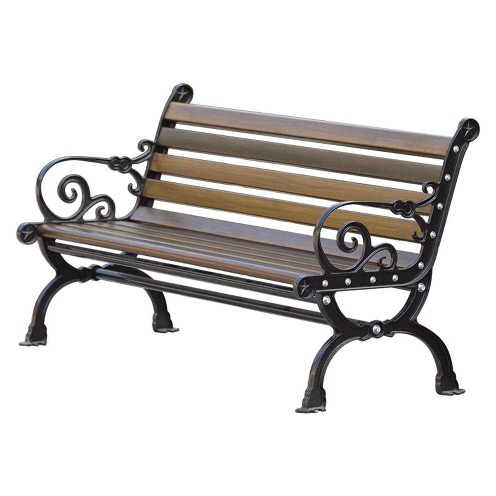 SMDLKVM Metal Garden Bench, Outdoor Park Bench With Backrest And Armrests