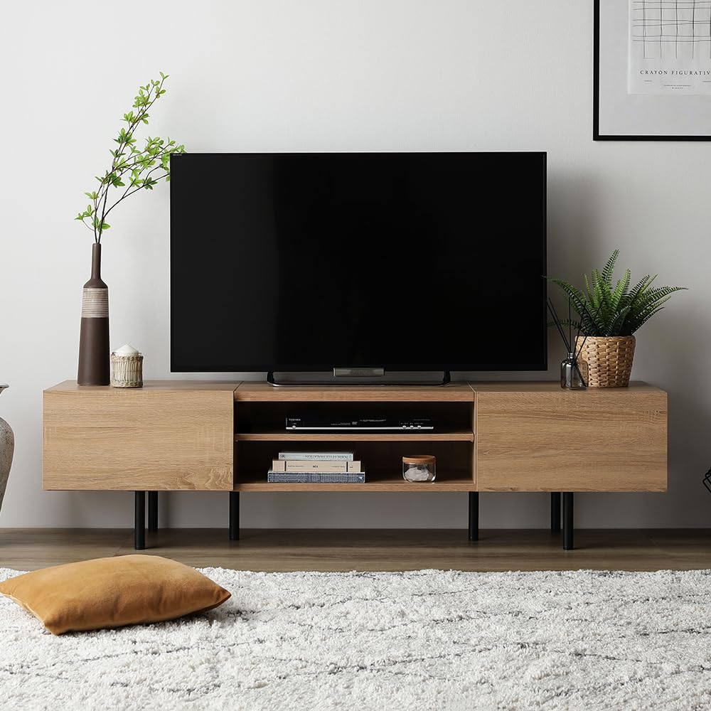 ローボード　テレビ台　幅150cm Amazon｜RASIK テレビ台 55型 対応 150cm幅 ストーングレー ローボード