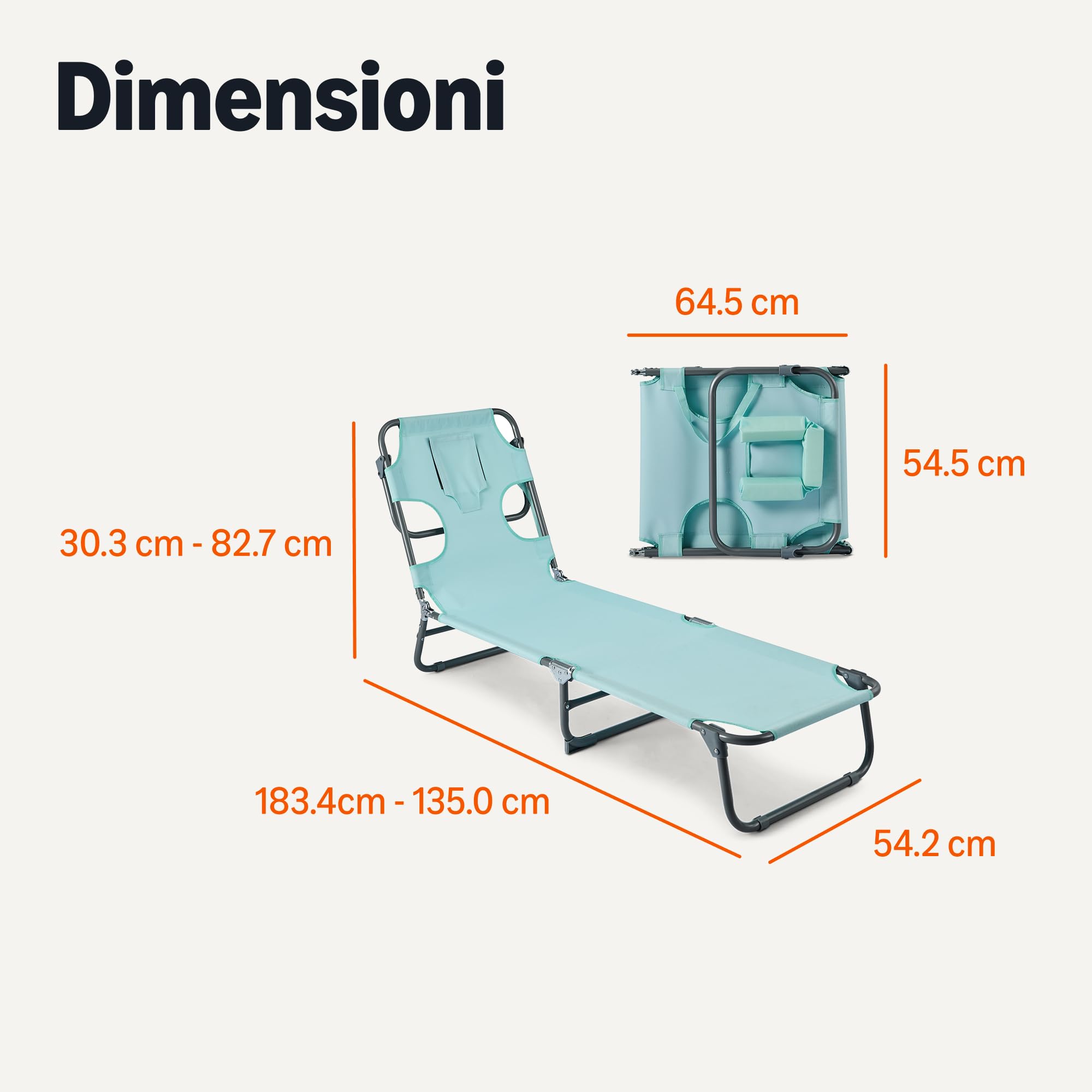 Amazon Basics Poltrona da Esterno Reclinabile Pieghevole Schienale Regolabile Blu