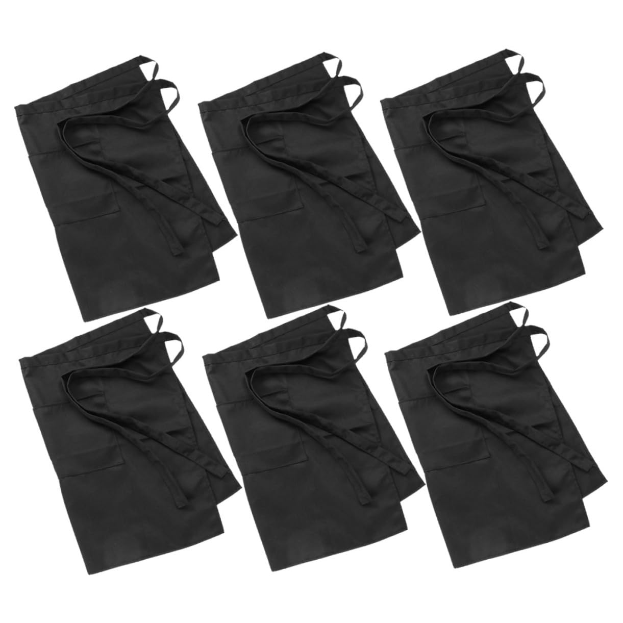 Alipis 6 Stück Taillenschürzen mit Taschen Verstellbare Küchenschürzen aus Waschbarem Polyester baumwoll mix Praktische Halbschürzen für Damen und Herren für Kochen Backen Bbq Restaurant