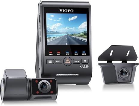 Viofo A329SW 3 Camera Front+Interior+Rear Waterproof 4K+2K+2K Sony STARVIS 2 Sensor Car Camera with GPS