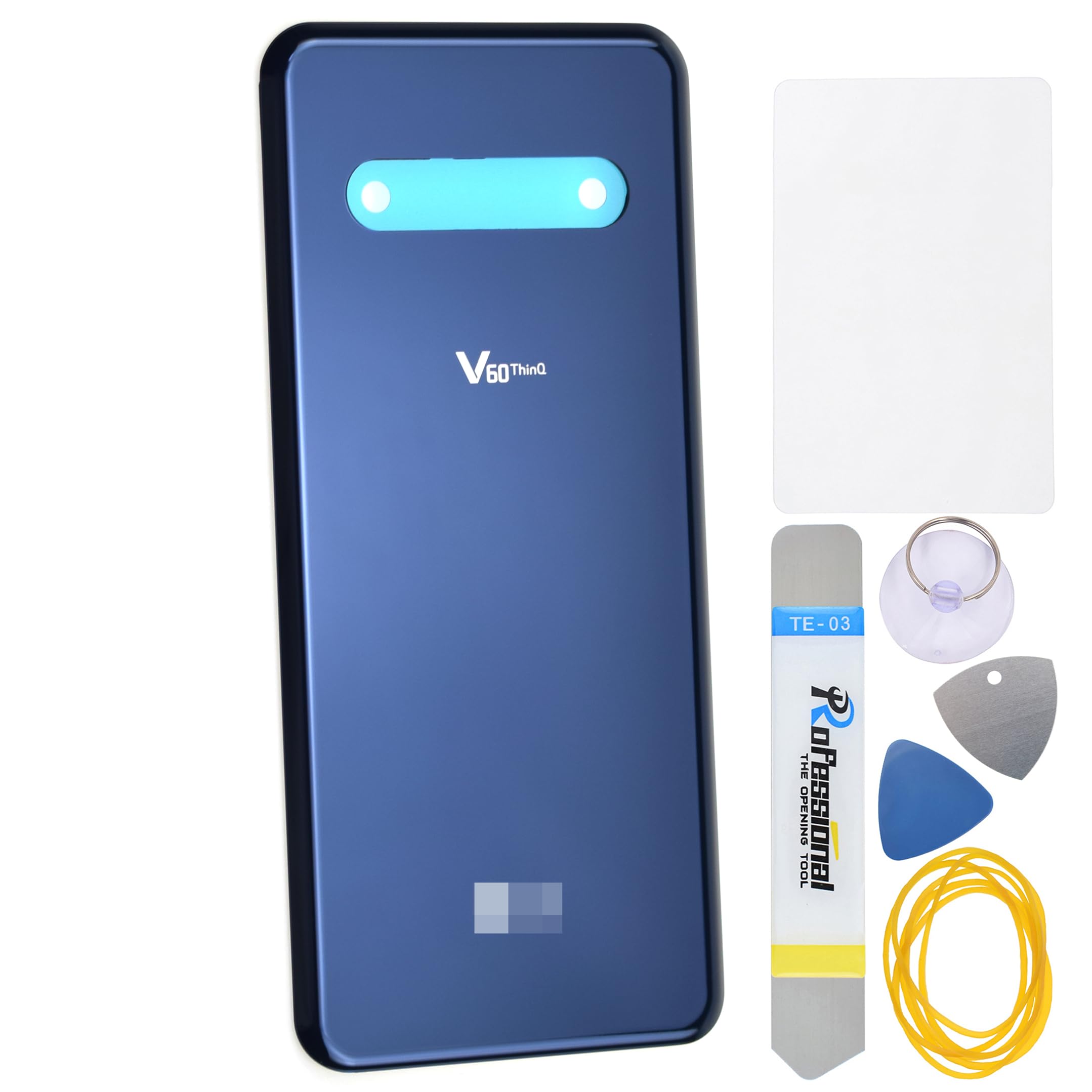 Blue Glass Back Cover Replacement for LG V60 ThinQ 5G V60 ThinQ 5G UW LM-V600 Pre-Cut Adhesive and Tool Kit