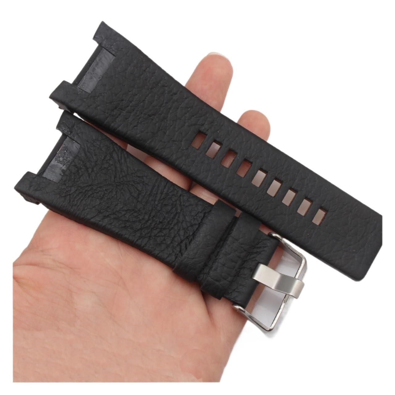 LUGEMA Ceinture de montre en quartz masculin 3 2 mm Interface concave Broupe en cuir marron noir compatible avec le diesel DZ1216 1273 4246 Boucle d'épingle + Outil