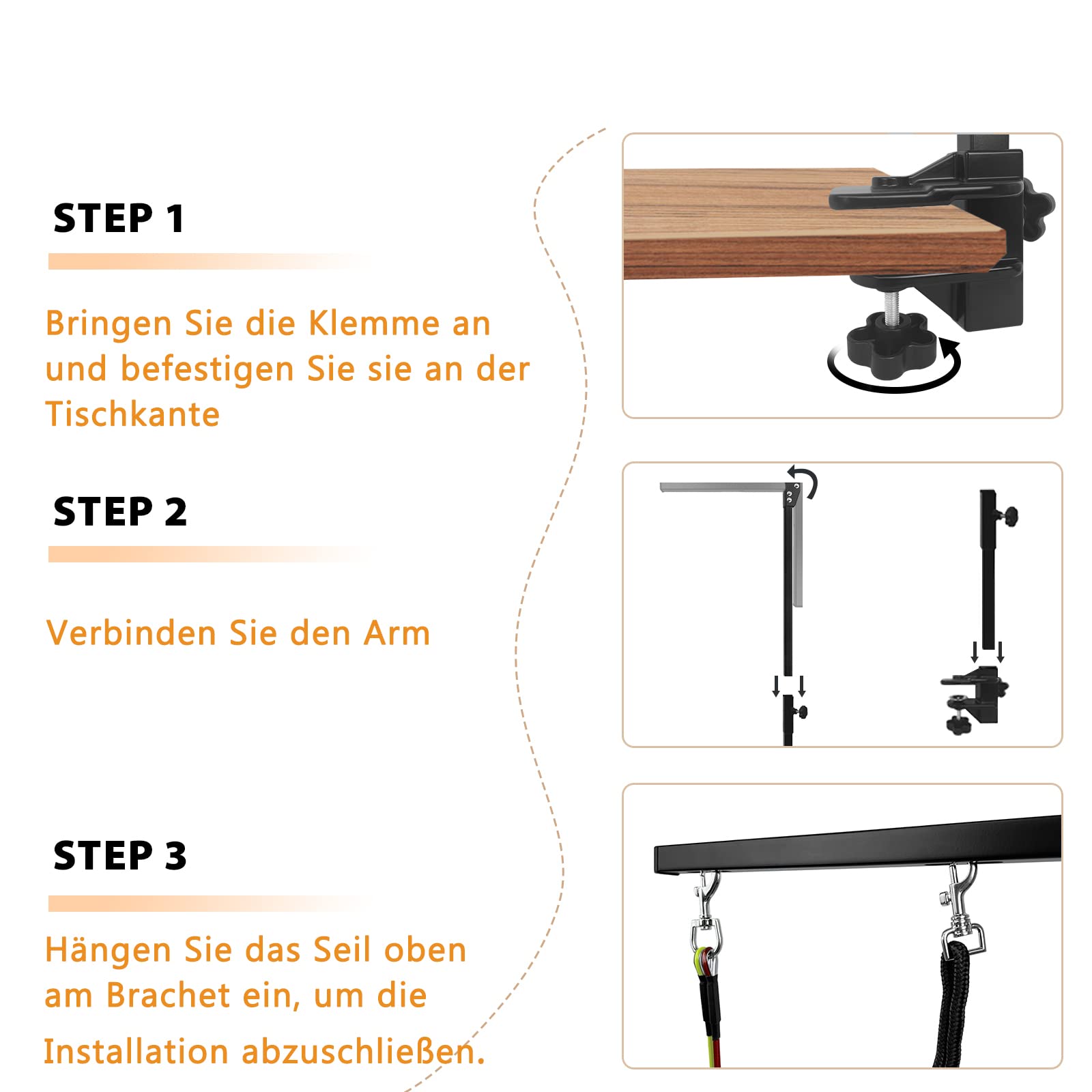 Aufun Haustier-Fellpflegearm mit Klemme, Verstellbar Hundepflege Bauchgurt, Faltbarer Tierpflegearm, höhenverstellbar für große und kleine Hunde, professionelle Tierpflege(2 Stück), Schwarz