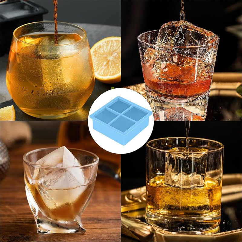 Molde de silicona transparente para hielo grande 4 cavidades miniatura 6