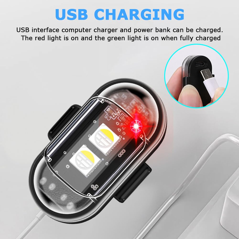 Kabellose LED Lichter, 6 Stück Strobe Drone Light, IP65 Fernbedienung Blitzlicht mit Fernbedienung, 8 Farben Antikollisionslichter, LED Flugzeug Blitzlicht, für Motorrad Drohne Angeln