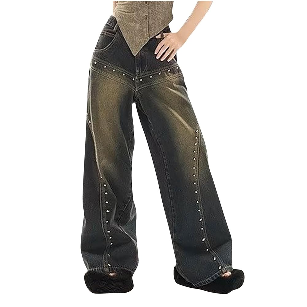 Baggy Jeans for Women Y2K High Elastic Waist Boyfriend Pants