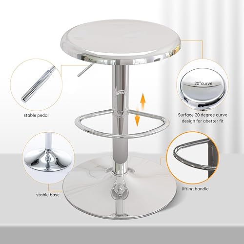 Miniatura 4 de Taburete de bar ajustable redondo de metal giratorio de alta calidad con sillas de barra de altura de mostrador sin respaldo para cocina, comedor,