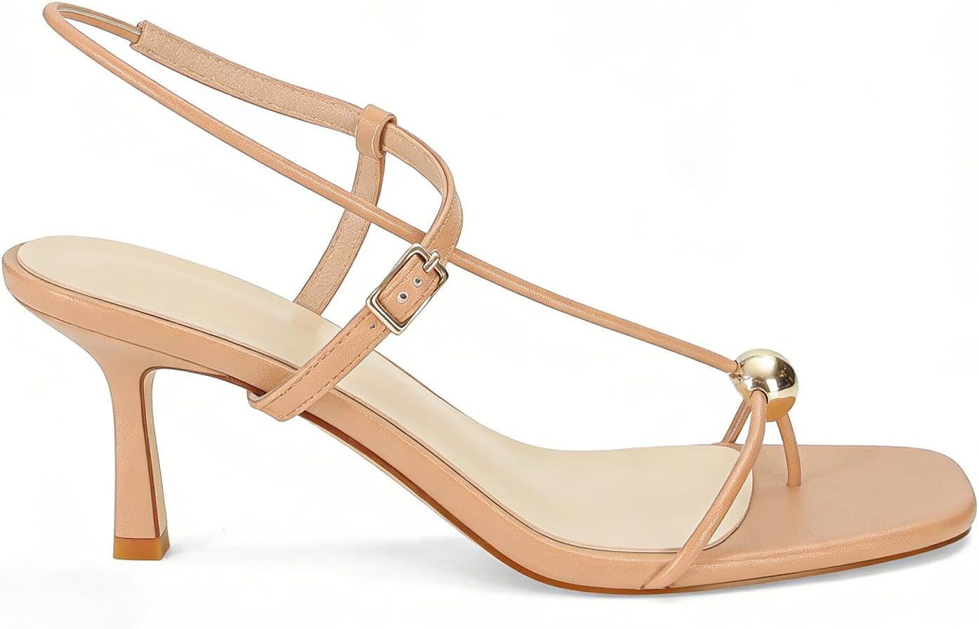 Womens Strappy Kitten Heeled Sandals Square Open Toe Thong Flip Flop Sandals Comfort Summer Dressy Beach Party Shoes