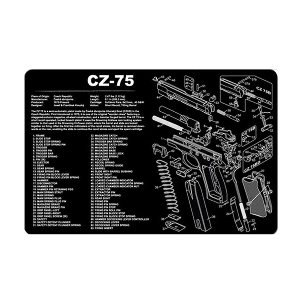 Jungle Leopard Diagramme des pièces du Tapis de Souris en Caoutchouc for Le Nettoyage des Armes à feu AR15 AK47 GL0CK SIG 1911