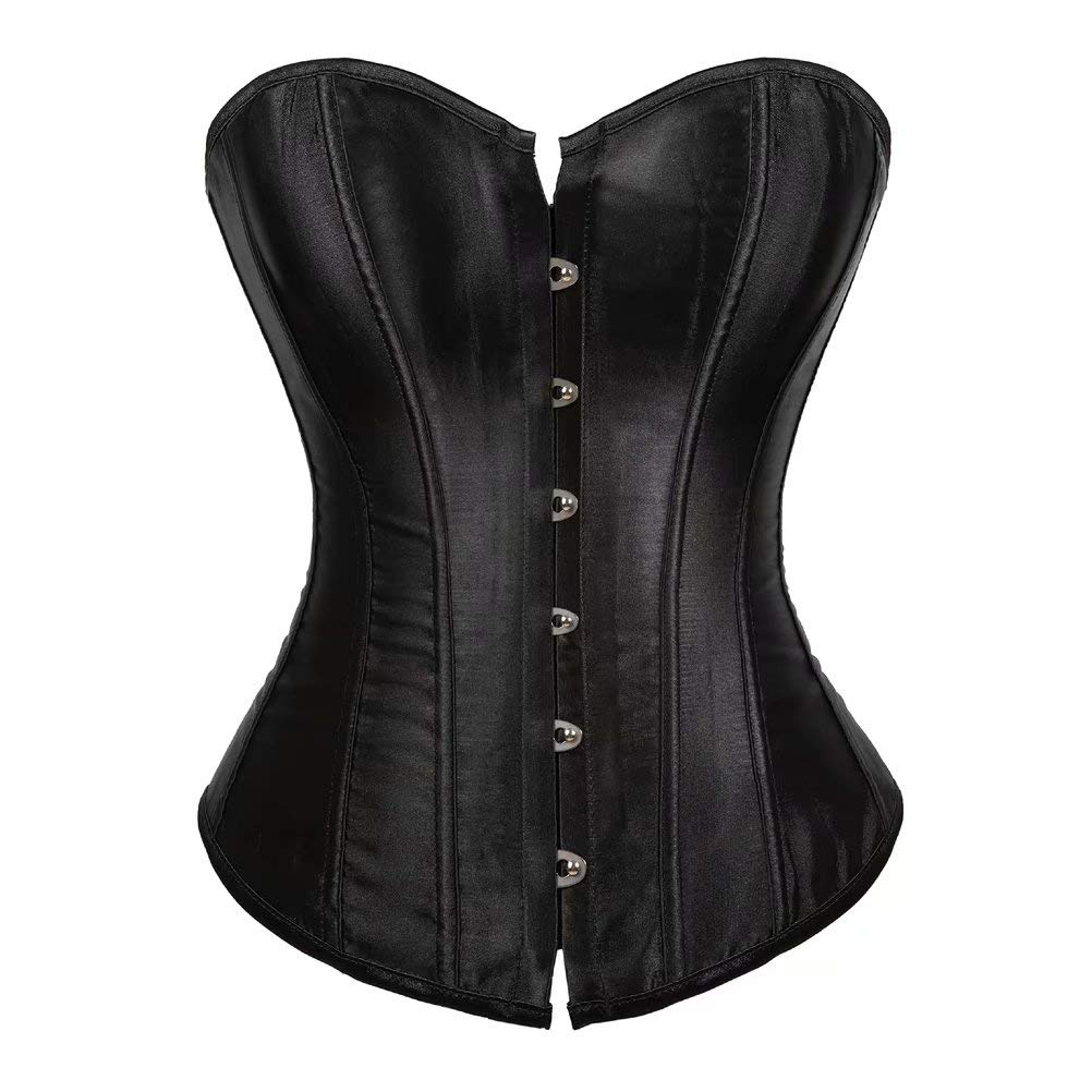 Josamogre Black Corset Top Bustier Overbust Women Lace Up Boned Bodyshaper Sexy Plus Size XL