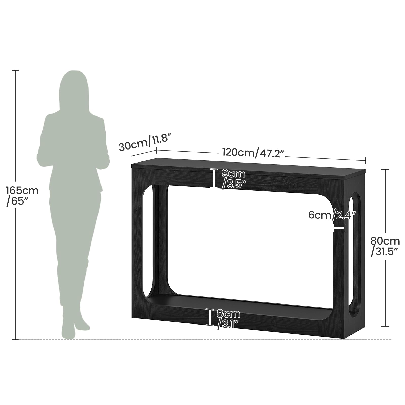 Amazon.com: CHOEZON Console Table, 47.2 inches, Black | 2-Tier