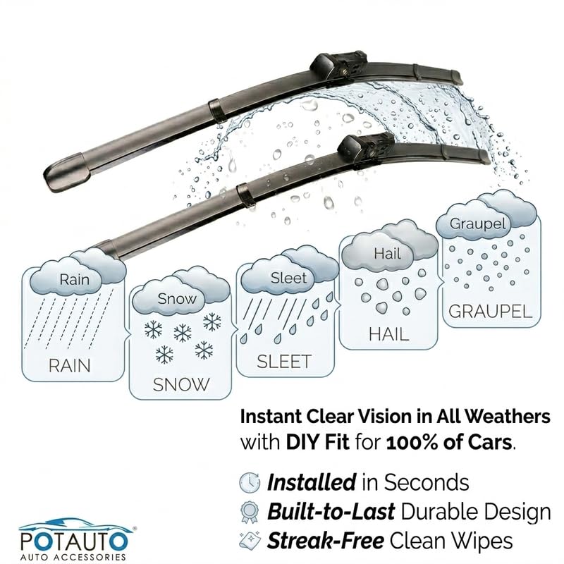 Image of Potauto Front Wiper Blade Compatible with MG Astor | 24 inch Driver & 16 inch Passenger Side | High Performance | Pack of 2 | F686