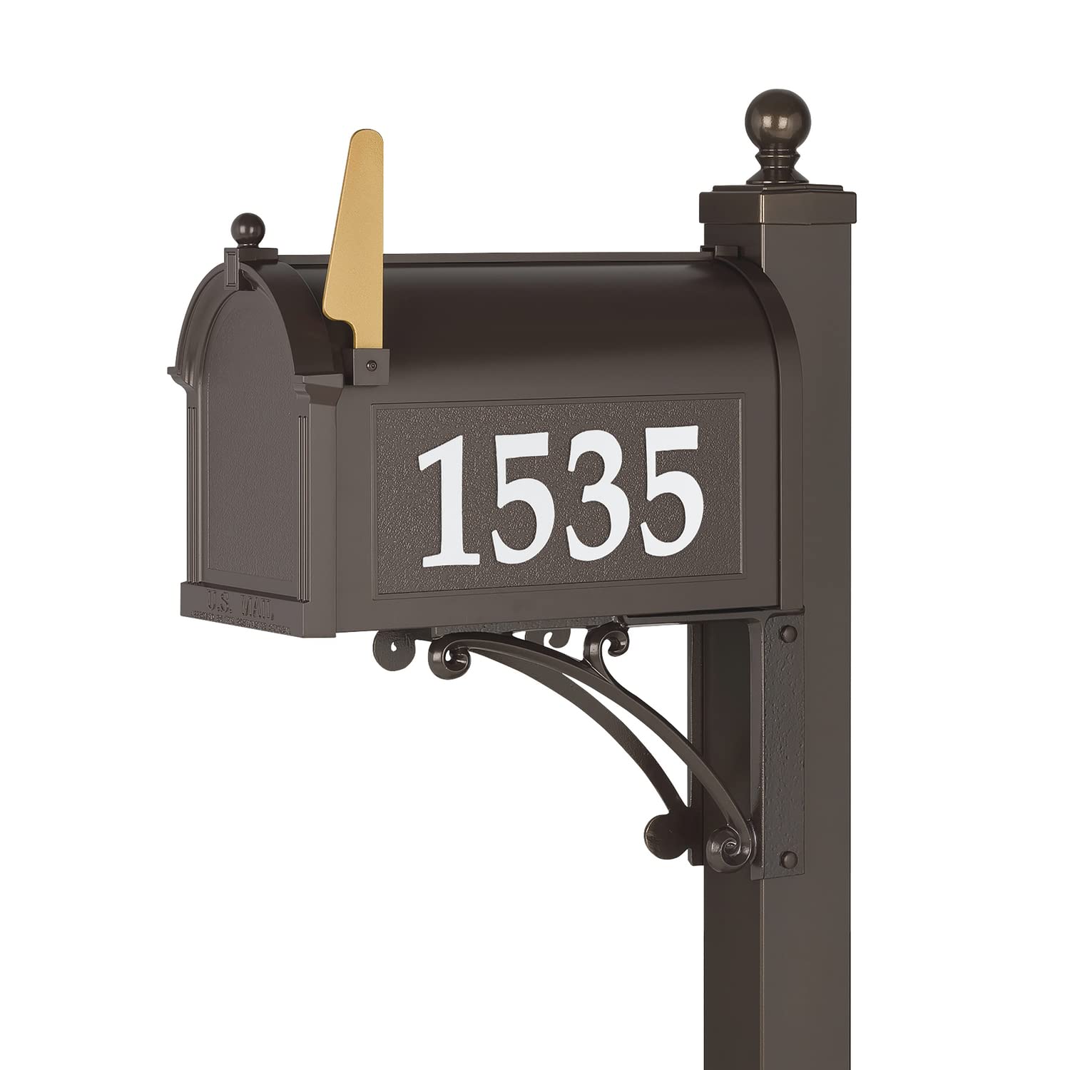Whitehall Deluxe Streetside Mailbox – Black Extra Large Package With Custom Plaques & Post - View #6