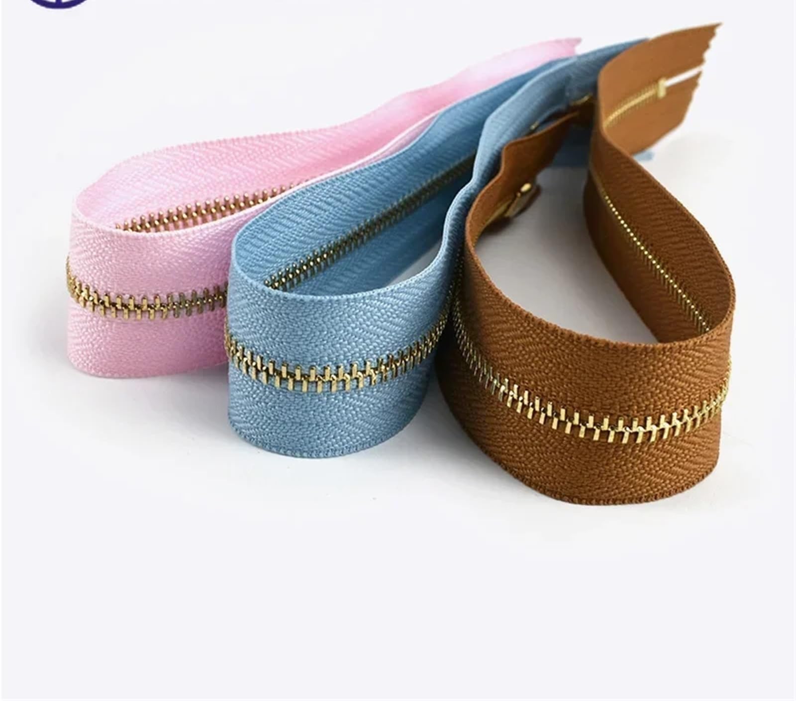 10/15 Uds 15-70cm 3# cremallera abierta y cerrada cierre automático deslizador de perlas doradas DIY bolso decoración vestido accesorio costura(G,OpenEnd-No3-50cm,15Pcs)
