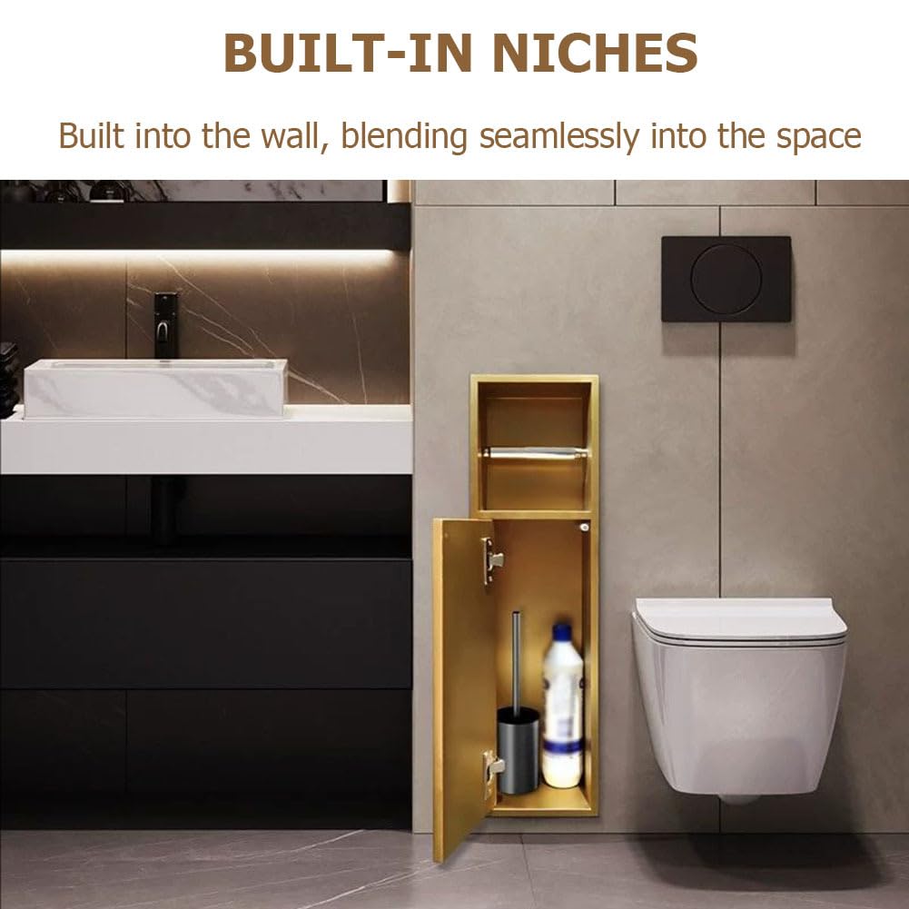 Nicho empotrado para portarrollos Nicho portaescobillas empotrado porta papel higiénico de acero inoxidable 304 multicolor (Gold 80 cm)