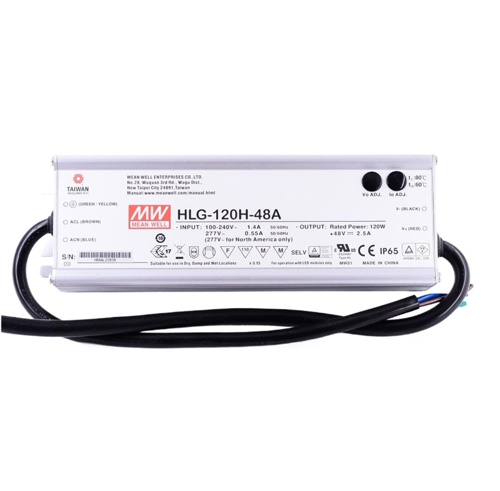HLG-120H-48 , 120W Constant Voltage Constant Current LED Driver