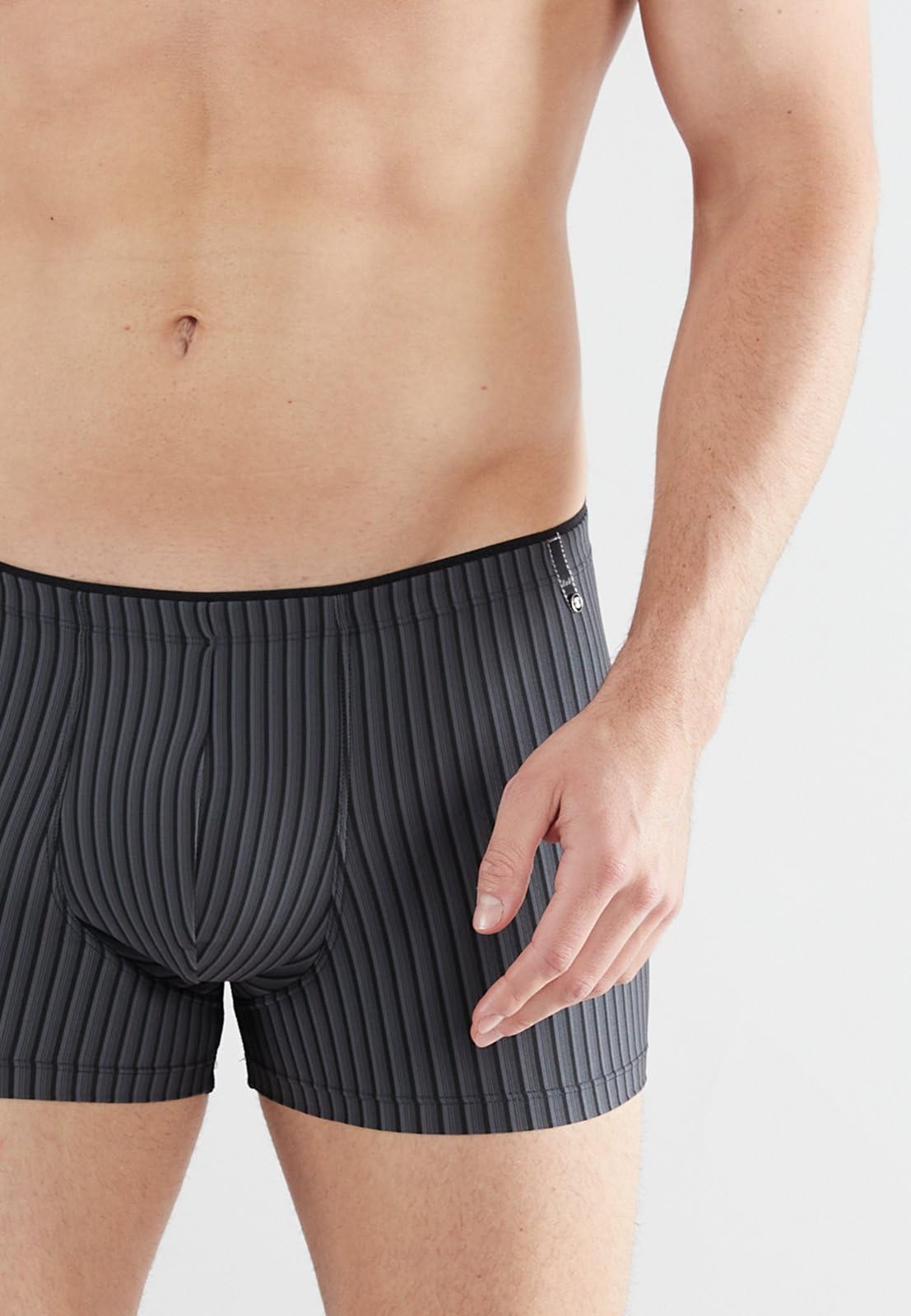 Götzburg Boxer da Uomo in Microfibra, Traspiranti, Molto Morbidi, Comodi, a Righe, Colore: Nero/Grigio