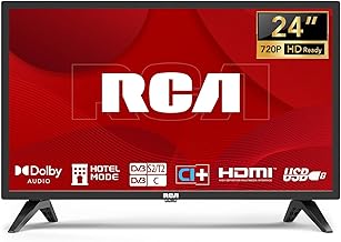 RCA Téléviseur 24 Pouces (TV 60 cm) LED HD pour Chambre Cuisine avec Triple Tuner (DVB-T/T2-C-S/S2), HDMI, VGA, Lecteur Multimédia USB, CI+, Modèle Hôtel (NRB24HF1, 220 Volts)