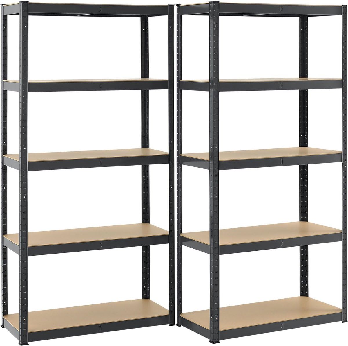 Juskys Zestaw 2 regałów Basic 2 x 180 x 90 x 40 cm (wys. x szer. x gł.), 1750 kg, 10 półek, konstrukcja wtykowa do warsztatu, garażu, piwnicy – metal ocynkowany, szary