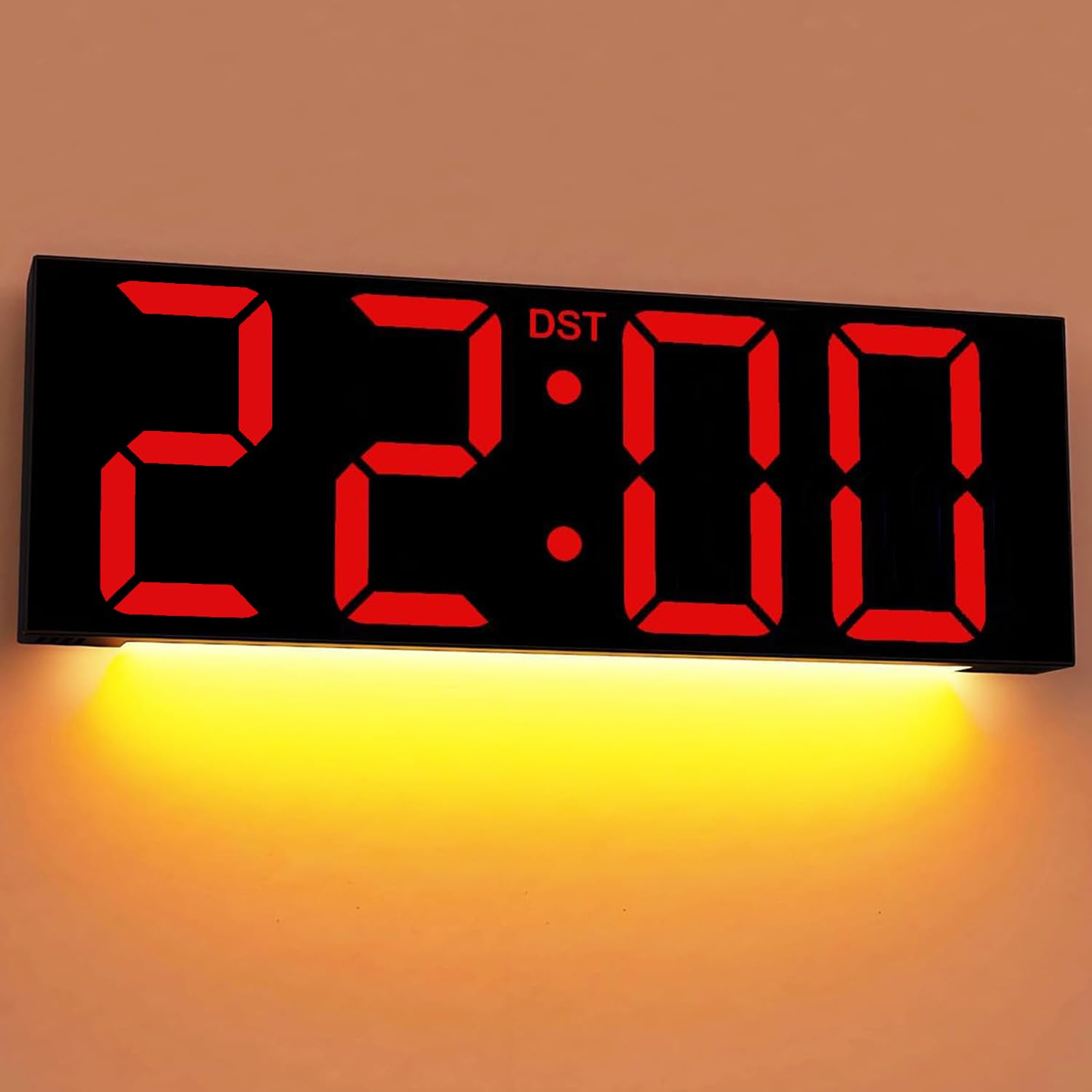 JALL 22インチ大型デジタル壁掛け時計、大きなLED番号表示、DST、教室、リビングルーム、寝室用ナイトライト、取り付け式、シニア向け誕生日クリスマスギフト、女性 お母さん、お父さん、赤