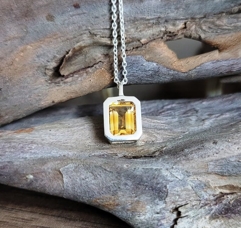 Pendentif citrine bonheur et succès avec chaîne en argent - 4