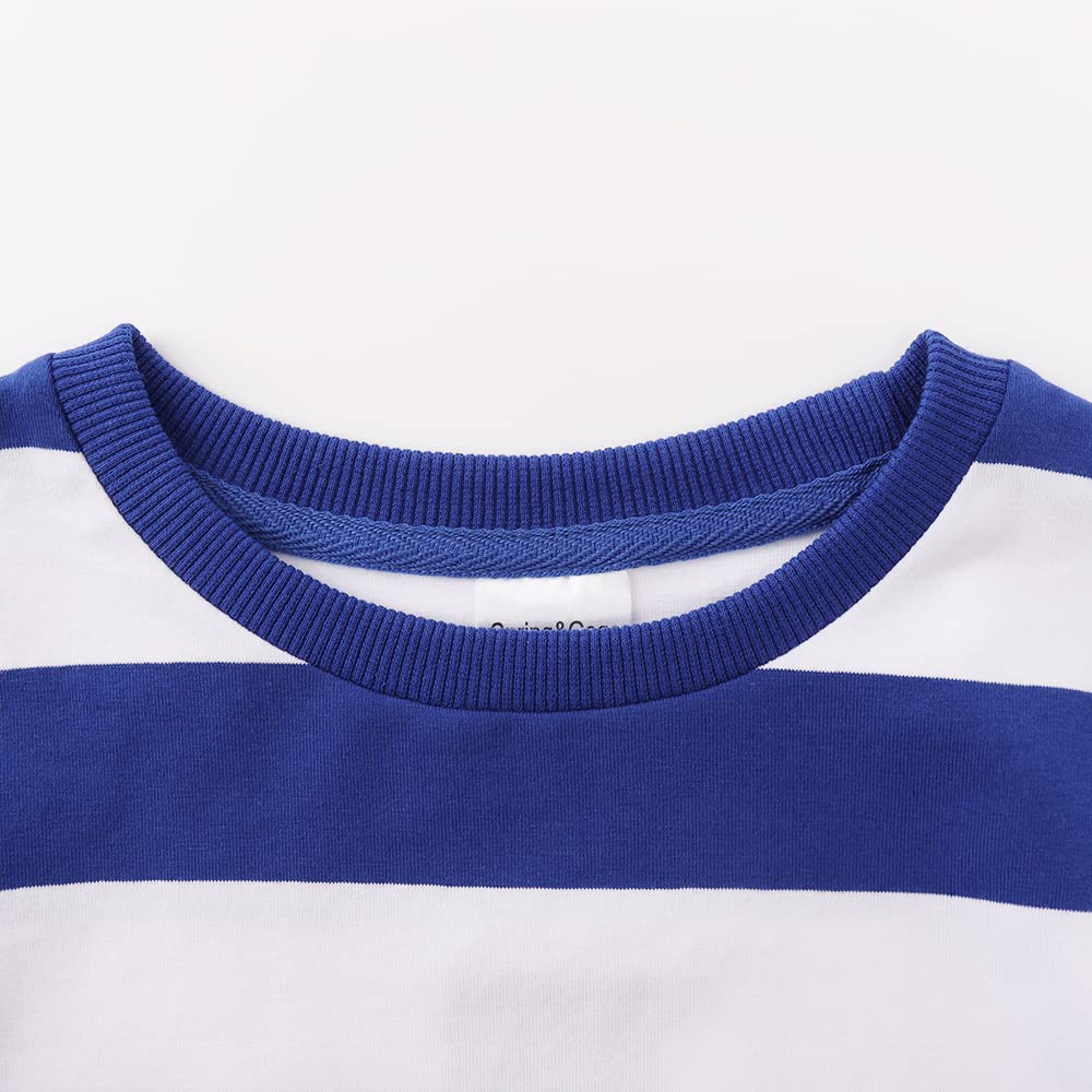 Spring&Gege Camiseta de Manga Corta a Rayas con Cuello Redondo para niño
