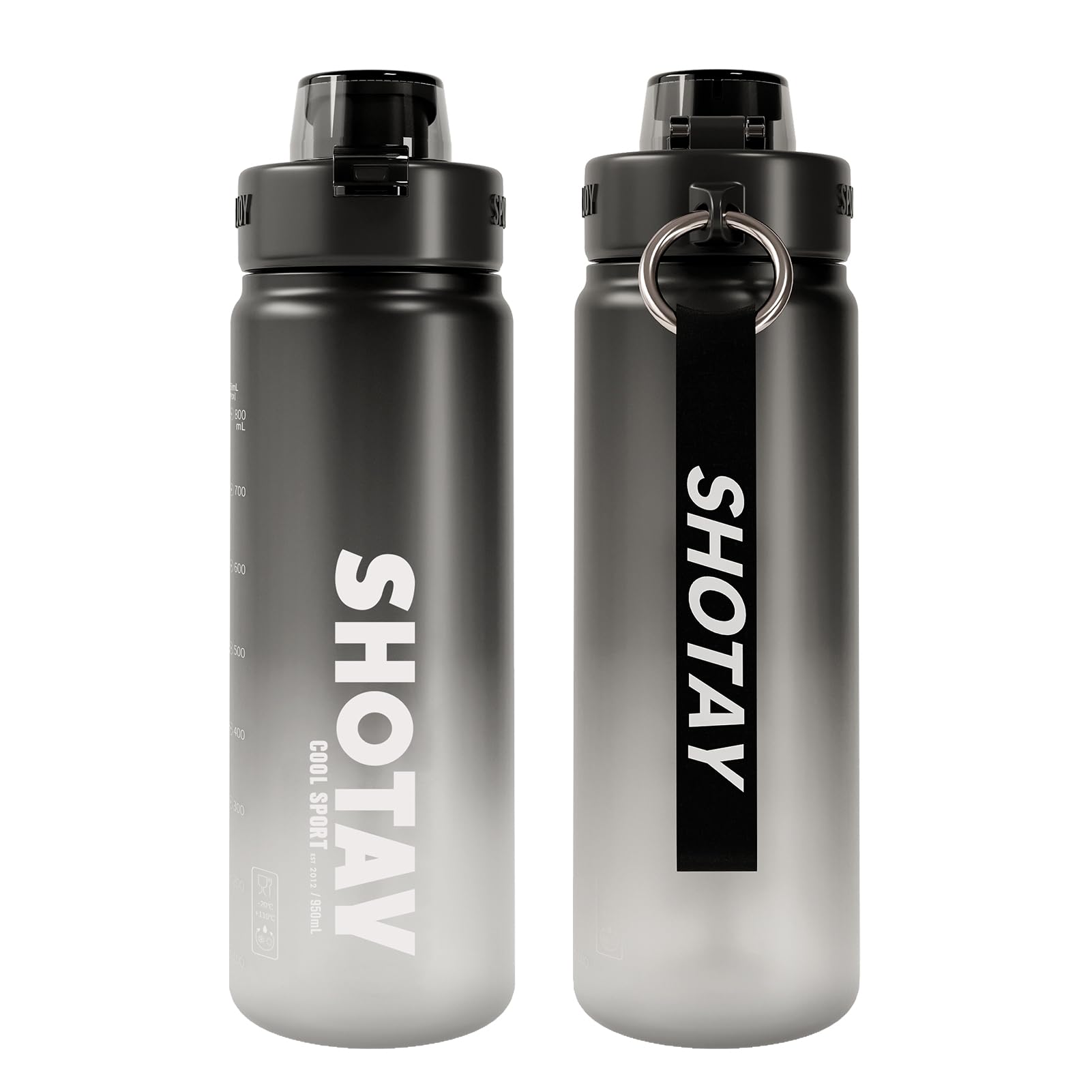 SHOTAY Sports Water Bottles 1 L/32 oz BPA Free And Leakproof, Fast Flow With Removable Straw, Gym Water Bottle For School, Fitness And Outdoor Sports Black.