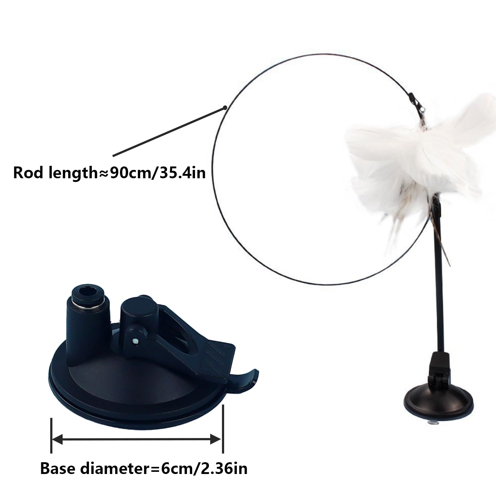 Duoduole 4 PCS Feather Cat Wand Toys Set Detachable Cat Feather Toys Cat Toys,1 Cat Wand Toys,2 Cat Feather Toy with Bell,1 Strong Suction Cup,for Indoor Cats Kitten Chase Exercise Cat Gifts