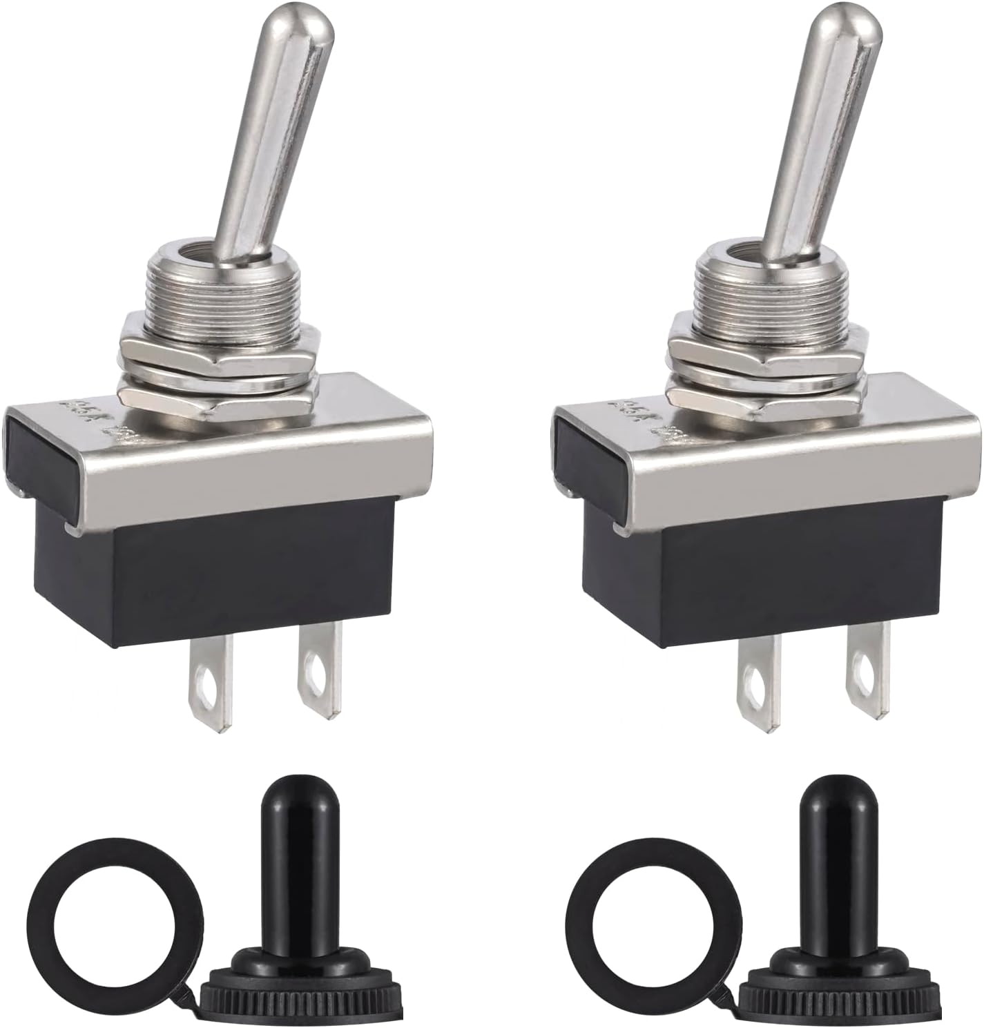 VEXUNGA KN3D-101 Toggle Switch 12V 25A 2 Pin 2 Position On Off SPST Switches with Waterproof Cover for Car (Pack of 2pcs)