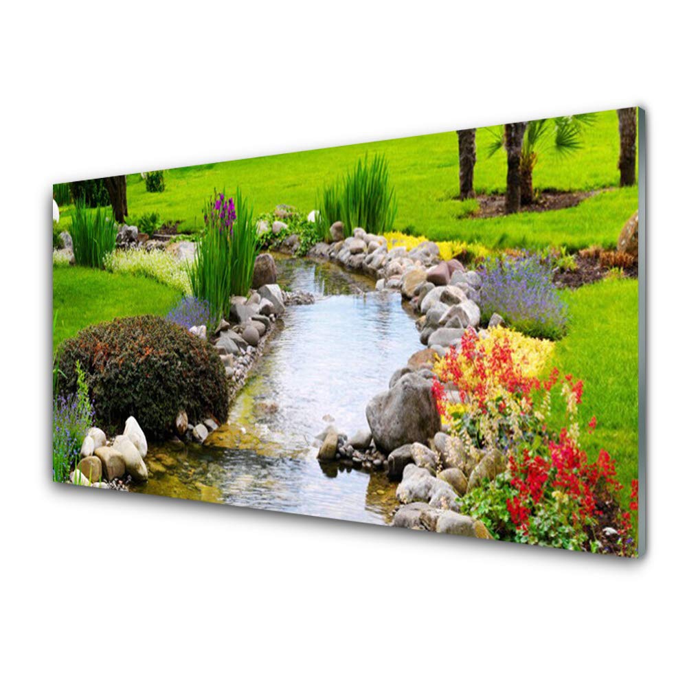 Tableau sur Verre Trempé 100x50 cm Jardin Lac - Décoration Murale Tulup