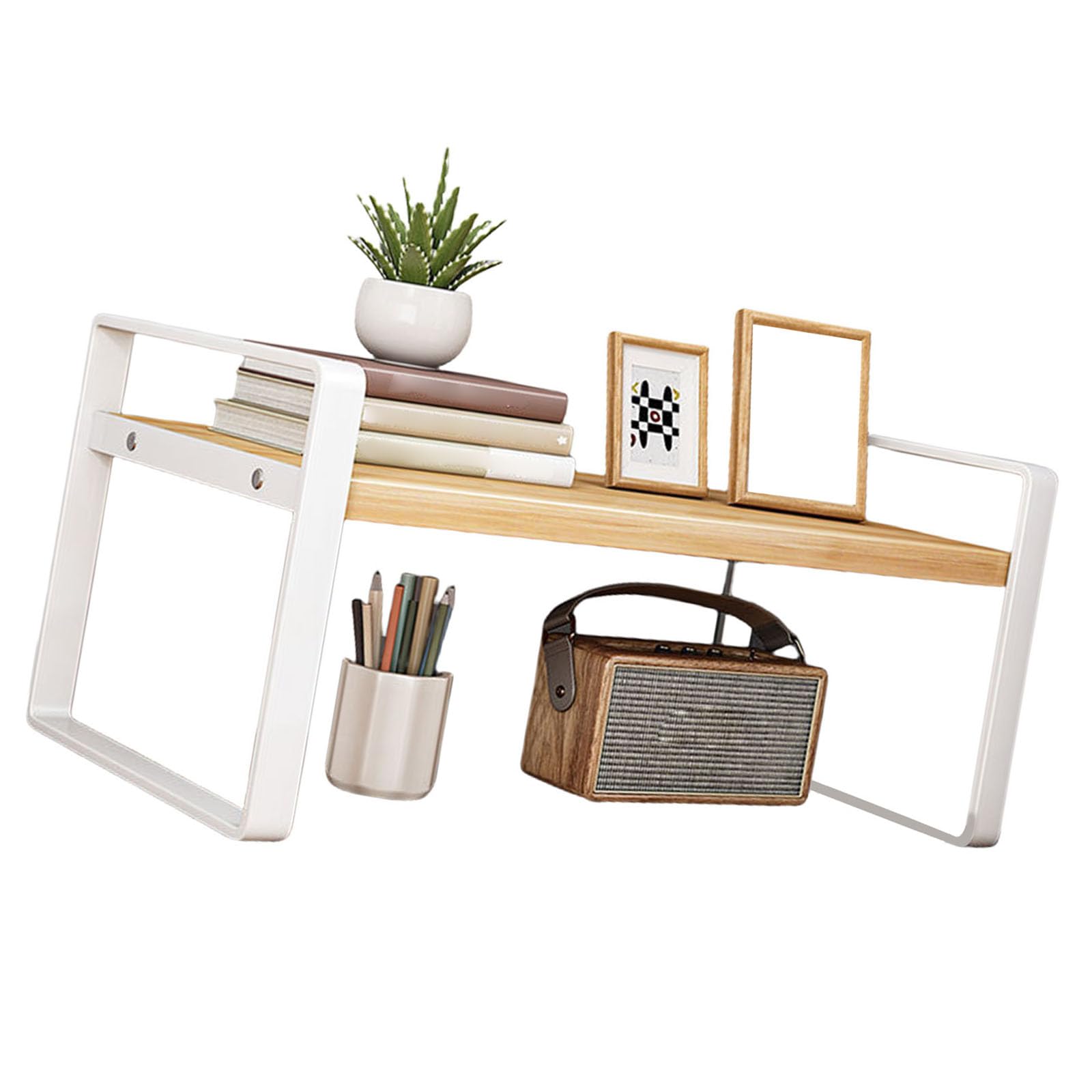Nucelit Iron and Wood Desk Organizers Shelf Bookshelf for Students and Staff Enhances Desktop Organization Desktop Organizers