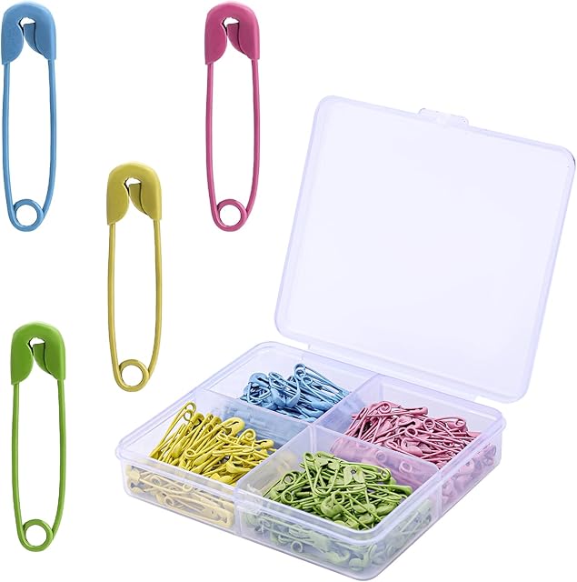 KINBOM Safety Pins, 320 Pcs 19mm Mini Safety Pins Colored Safety Pins Metal Safety Pins for Art Craft Sewing Jewelry Making (Light Color)