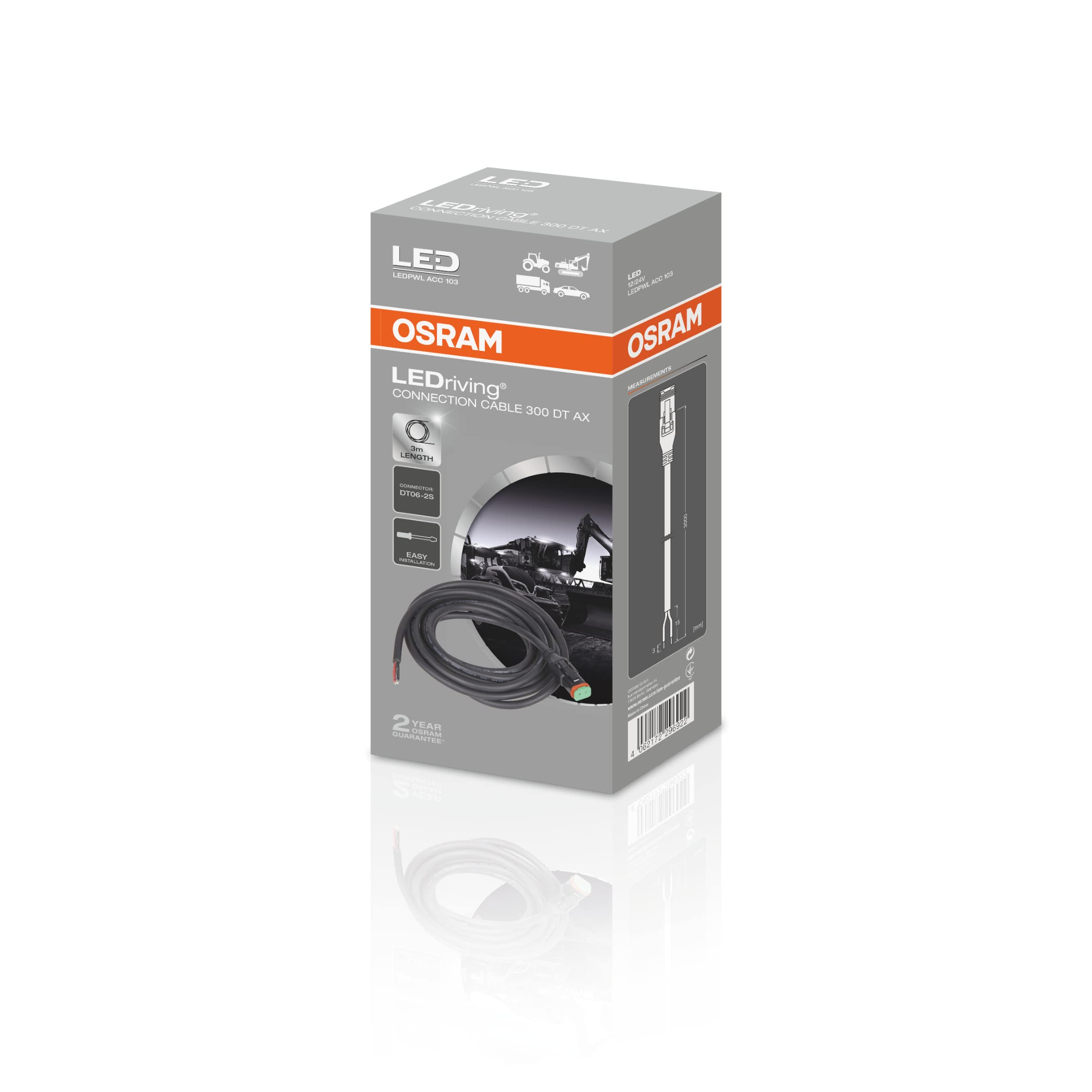 OSRAM LEDriving Connection Cable 300 DT AX LEDPWL ACC 103 akcesoria do reflektorów roboczych LED Professional Series PX