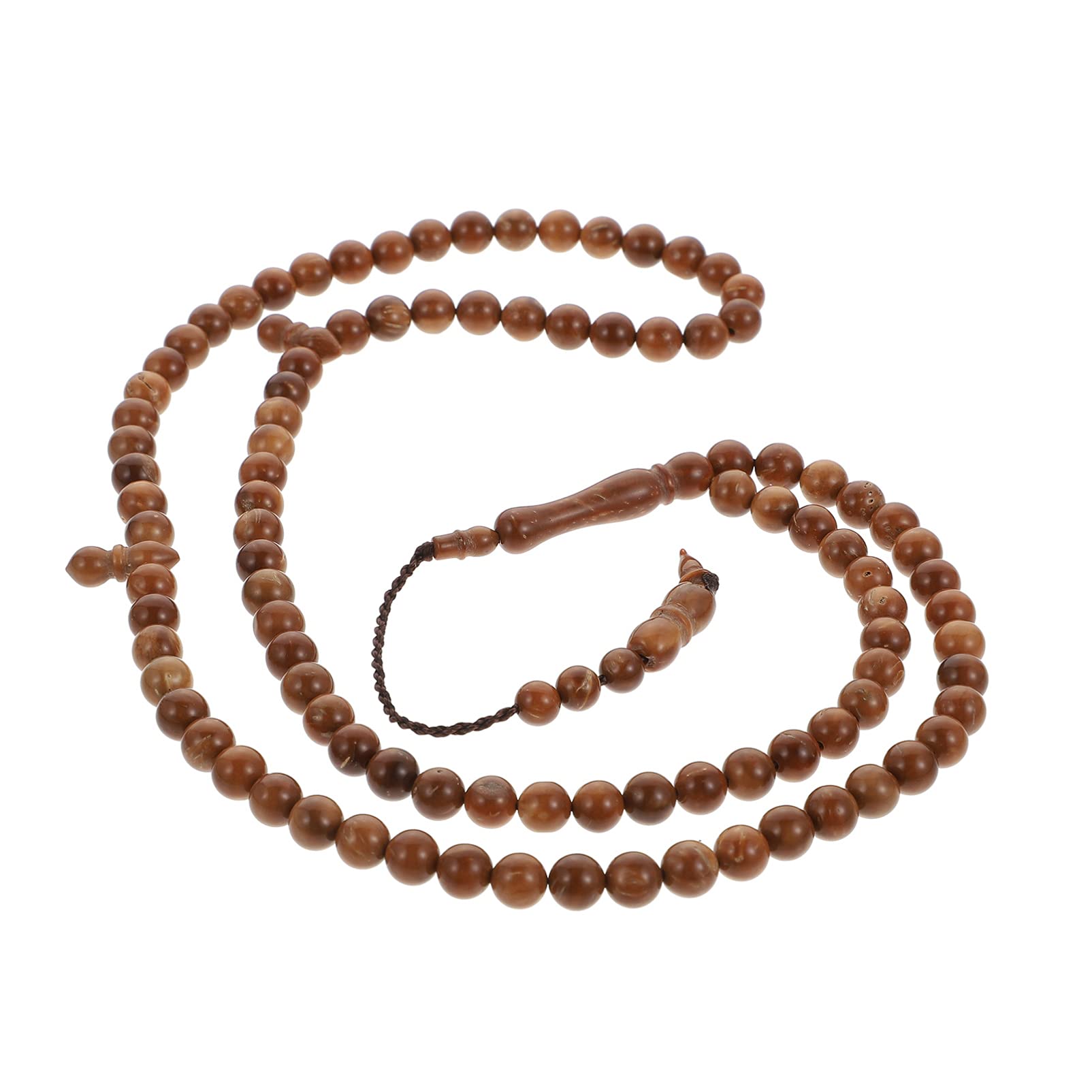 BESPORTBLE Collar de oración del Islam Masbaha 99 perlas de madera auténticas de Indonesia, cuentacasos, cuentas de zigzar, cuentas de oración, rosario, musulmanes, tasbih Misbaha, 6 mm