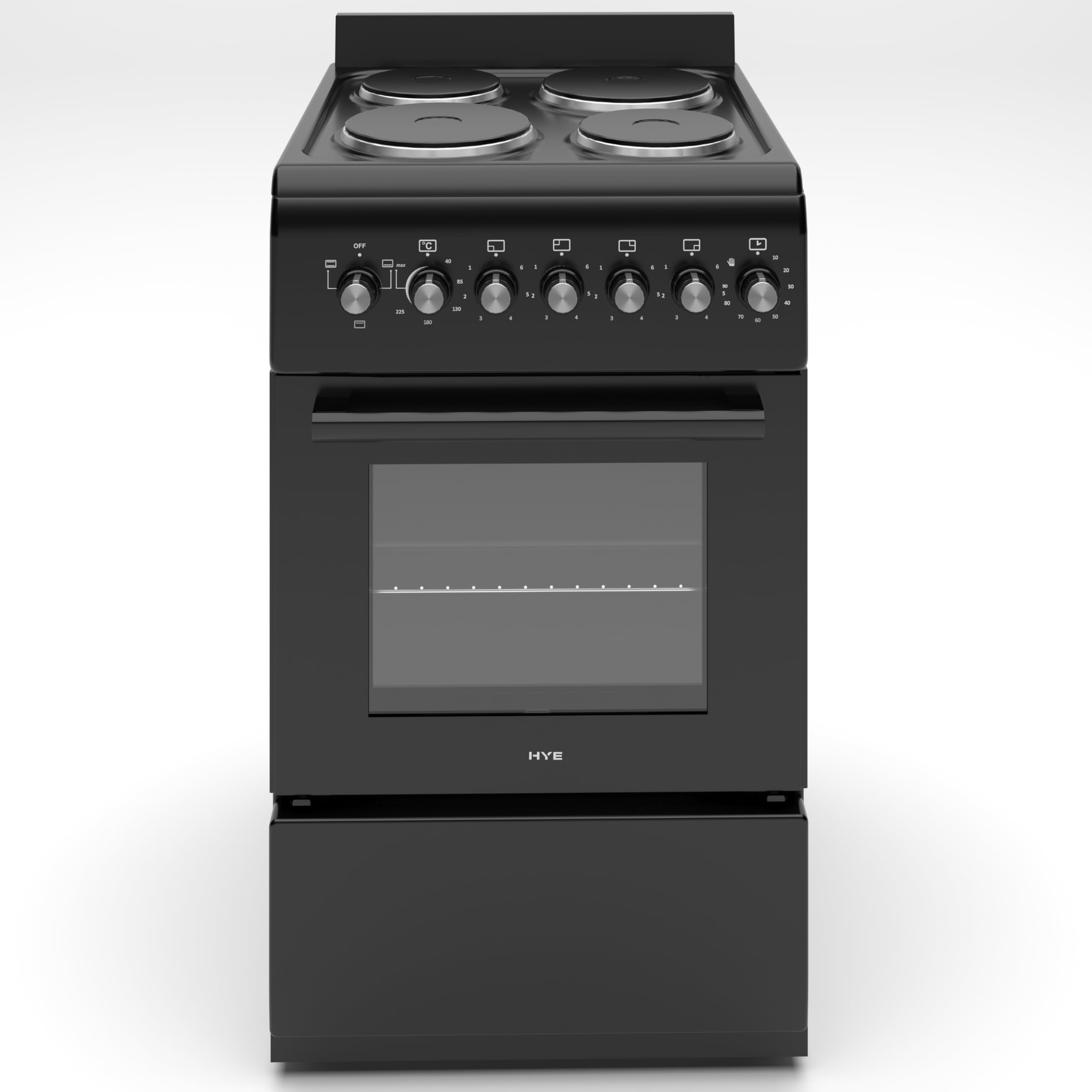 HYE Cooker - Gas Cooker With 4 Gas Burners, 62L Electric Oven, 60cm Width, Modern Freestanding Design, White, Ideal For Family Homes - C01FS60G17W — view 10