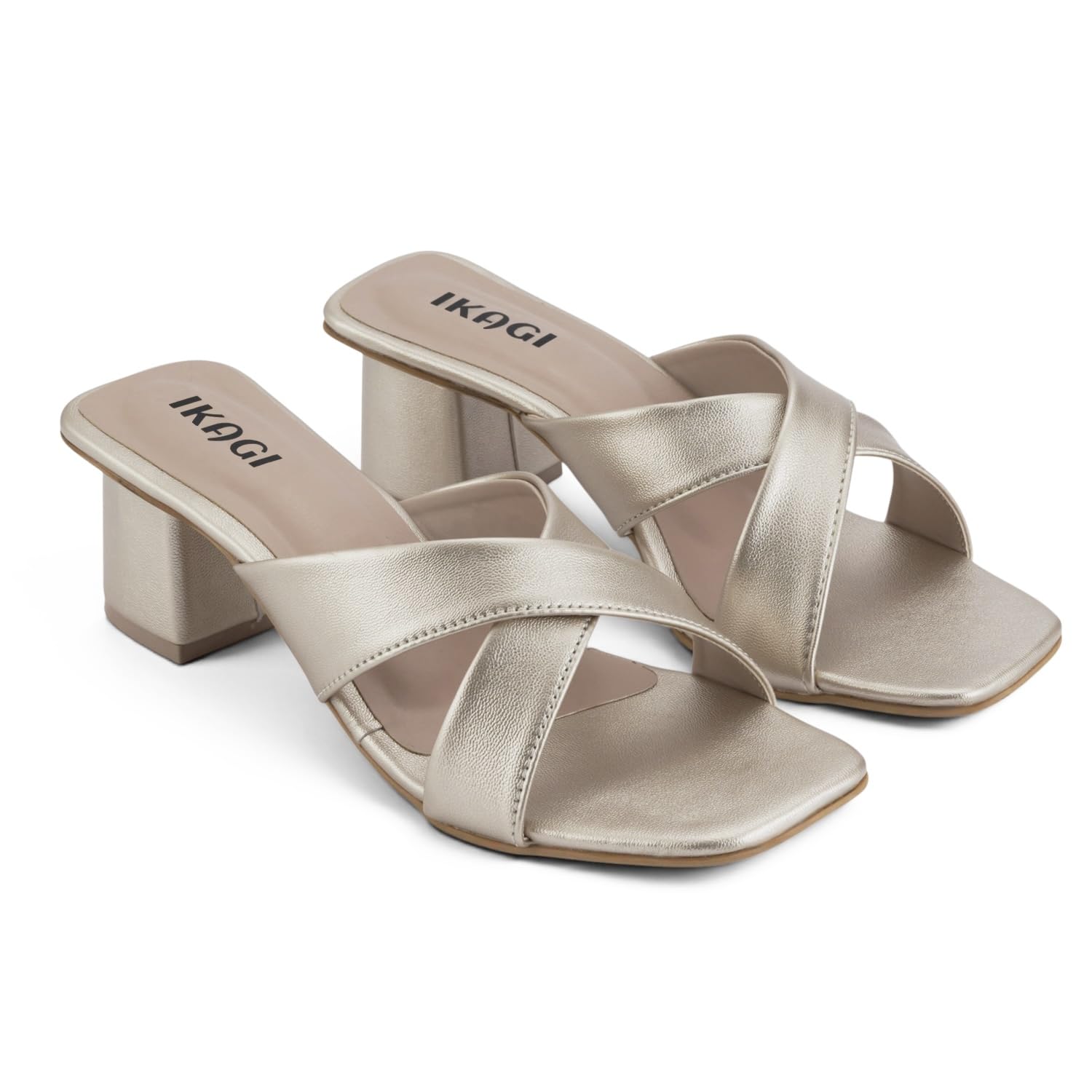 ikagi Women's Cross Strap Block Heel Sandals | Square Toe Slip-On Mule Heels | Stylish Party, Casual & Office Footwear-picture-52