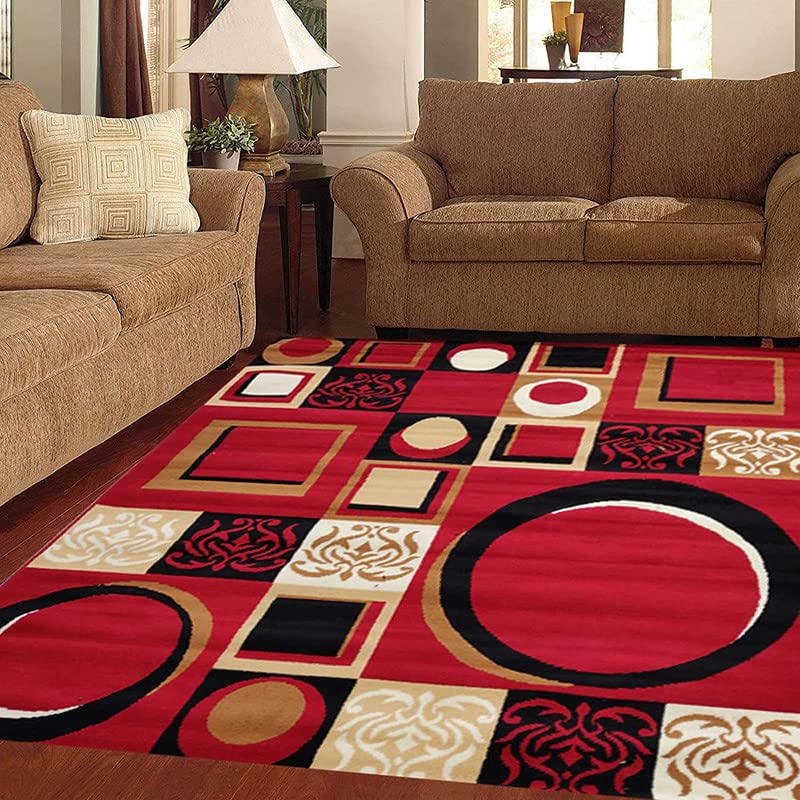 Image of Home Decore Acrylic Carpet for Your Living Room & Drawing Room Aywhere in Your Home (150x210 Red Colour)- 5x7 Feet