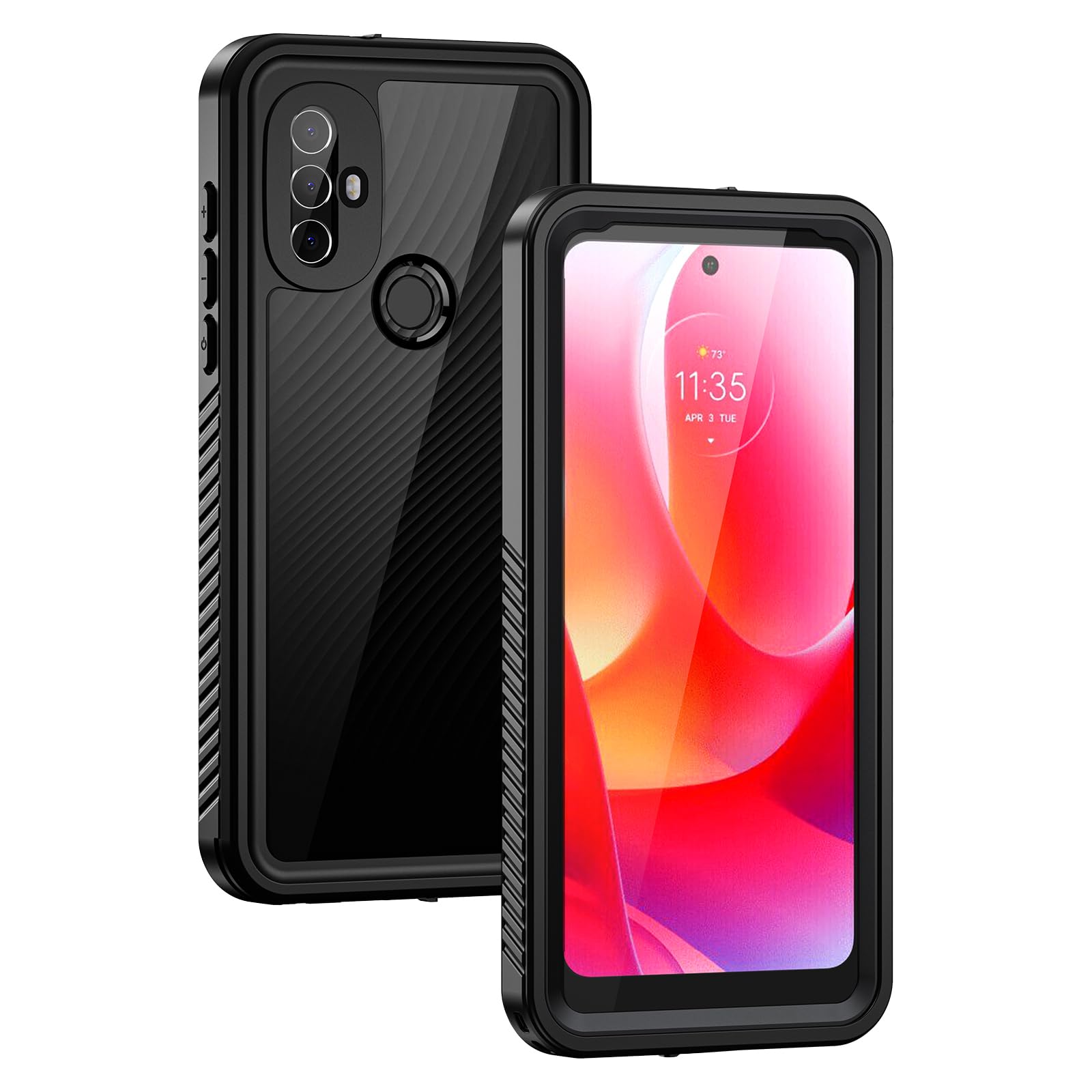 Lanhiem for Moto G Power 2022 Case, IP68 Waterproof Dustproof Case with Built-in Screen Protector, Rugged Full Body Shockproof Phone Cover for Moto G Power 2022, Black