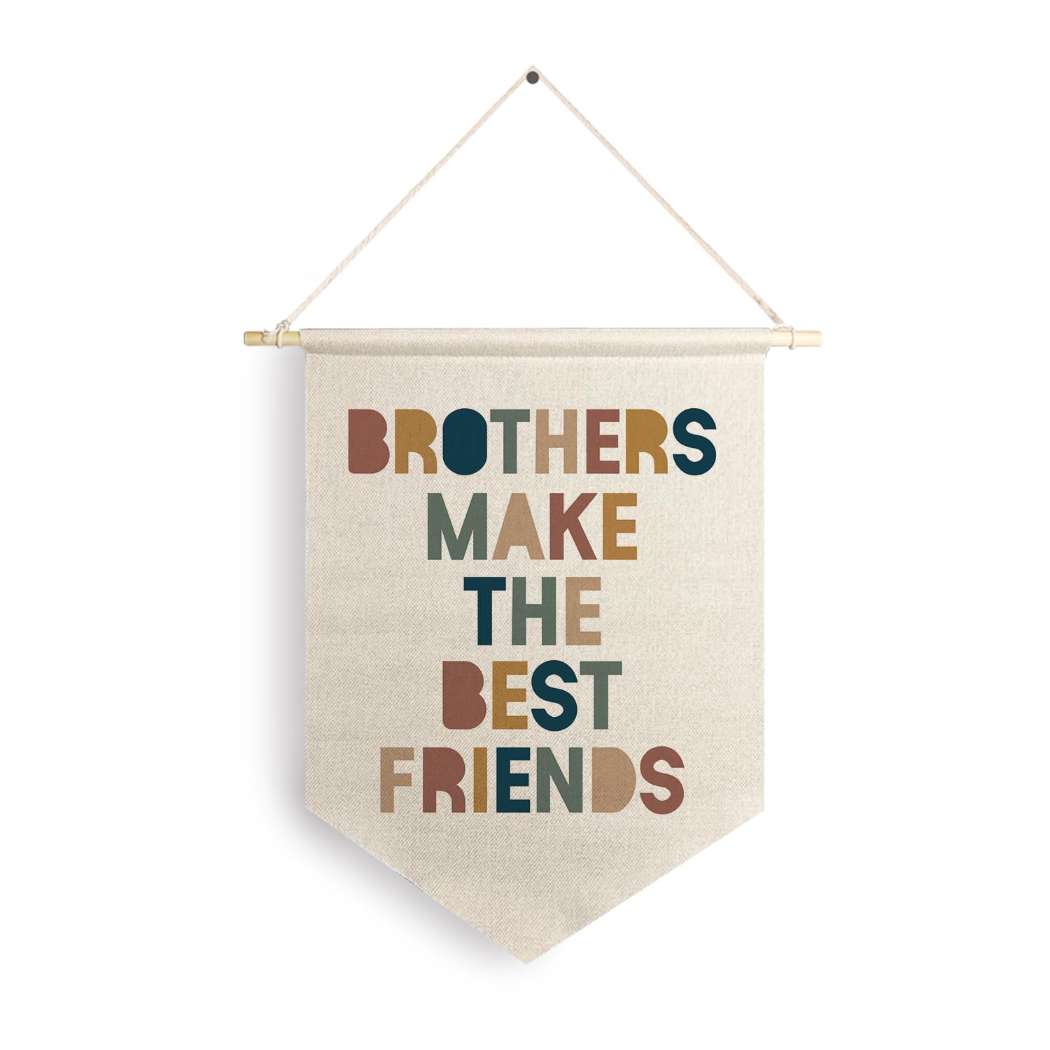Qpenm Boys Bedroom Hanging Wall Canvas Banner, Brothers Make the Best Friends Hanging Pennant Flag, Baby Boy Room Wall Decor, Boy Gift for Nursery