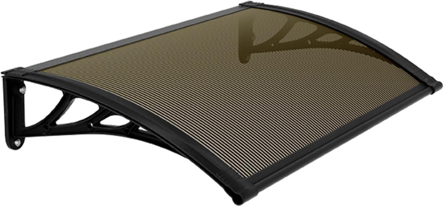 Outdoor Door Canopy Awning, Clear Rain & Snow Protection, Plastic Steel Bracket, Ideal for Balcony, Window, Porch, Patio, Deck (Brown, 60x240cm/24x95in)