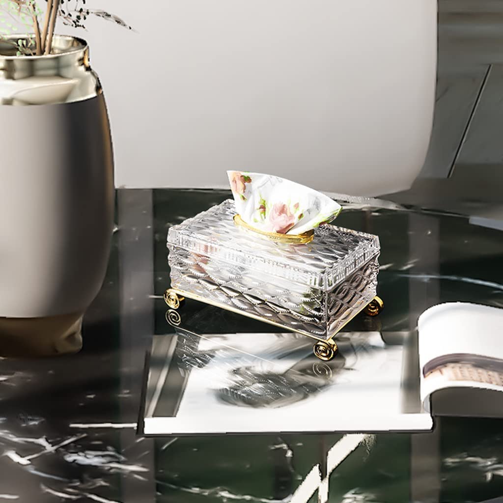 Moderne Tissue Box Tücherbox Organizer Crystal Creative Tissue Box Dekorative Papierbox Kosmetiktuchhalter Für Die Küche Und Das Esszimmer Kosmetiktücherbox(L)