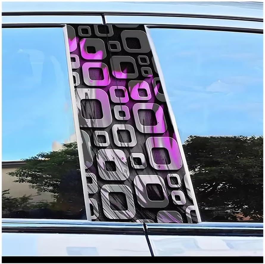 2pcs Car Center Pillar Protection Stickers Square Pattern Scratch Resistant Film Auto Parts