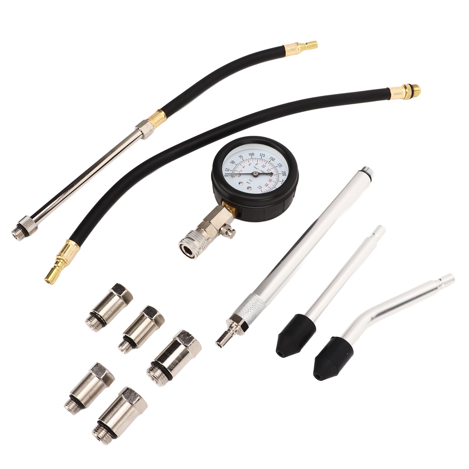 Cocoarm Kit Tester Compressione Cilindro 17 Pezzi, Manometro Digitale ABS Durevole, Tester Pressione Motore per Motori a Benzina Fino a 300 PSI, Uso Universale per Auto e Moto