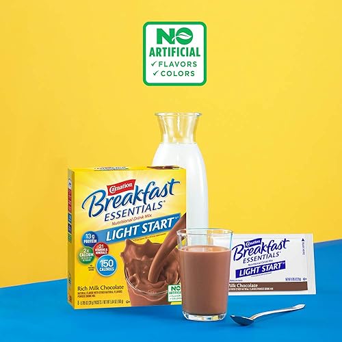 Miniatura 2 de Carnation Breakfast Essentials Light Start - Mezcla de bebida en polvo, rico chocolate con leche, 8 paquetes