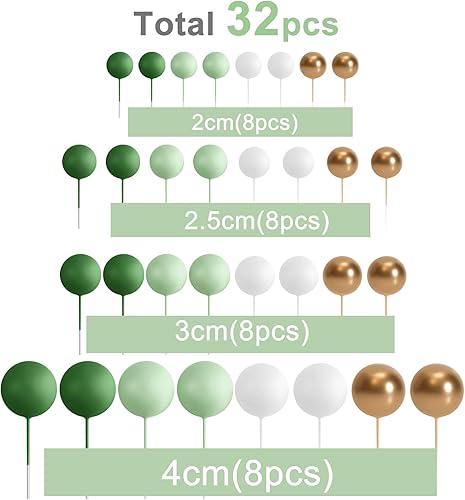 Miniatura 2 de ASTARON 32 Pcs Ball Cake Topper Decorations Mini Balloons Cake Topper Sticks Foam Balls Cake Picks Cake Topper Balls Cake Decorations for Wedding