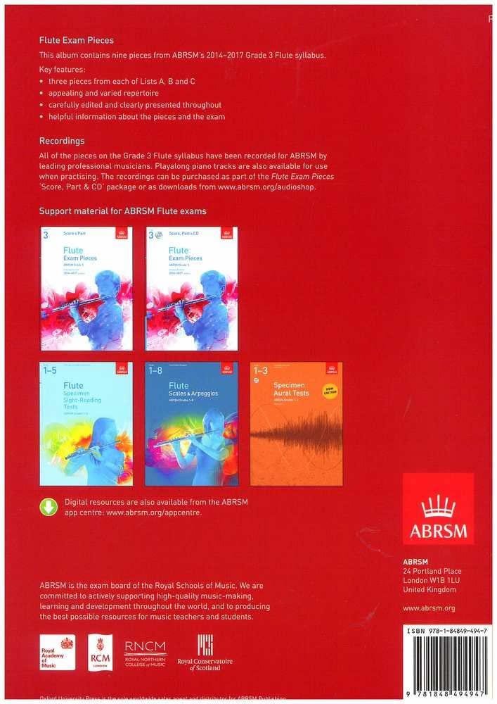 Flute Exam Pieces 2014-2017, Grade 3 Part: Selected from the 2014-2017 Syllabus